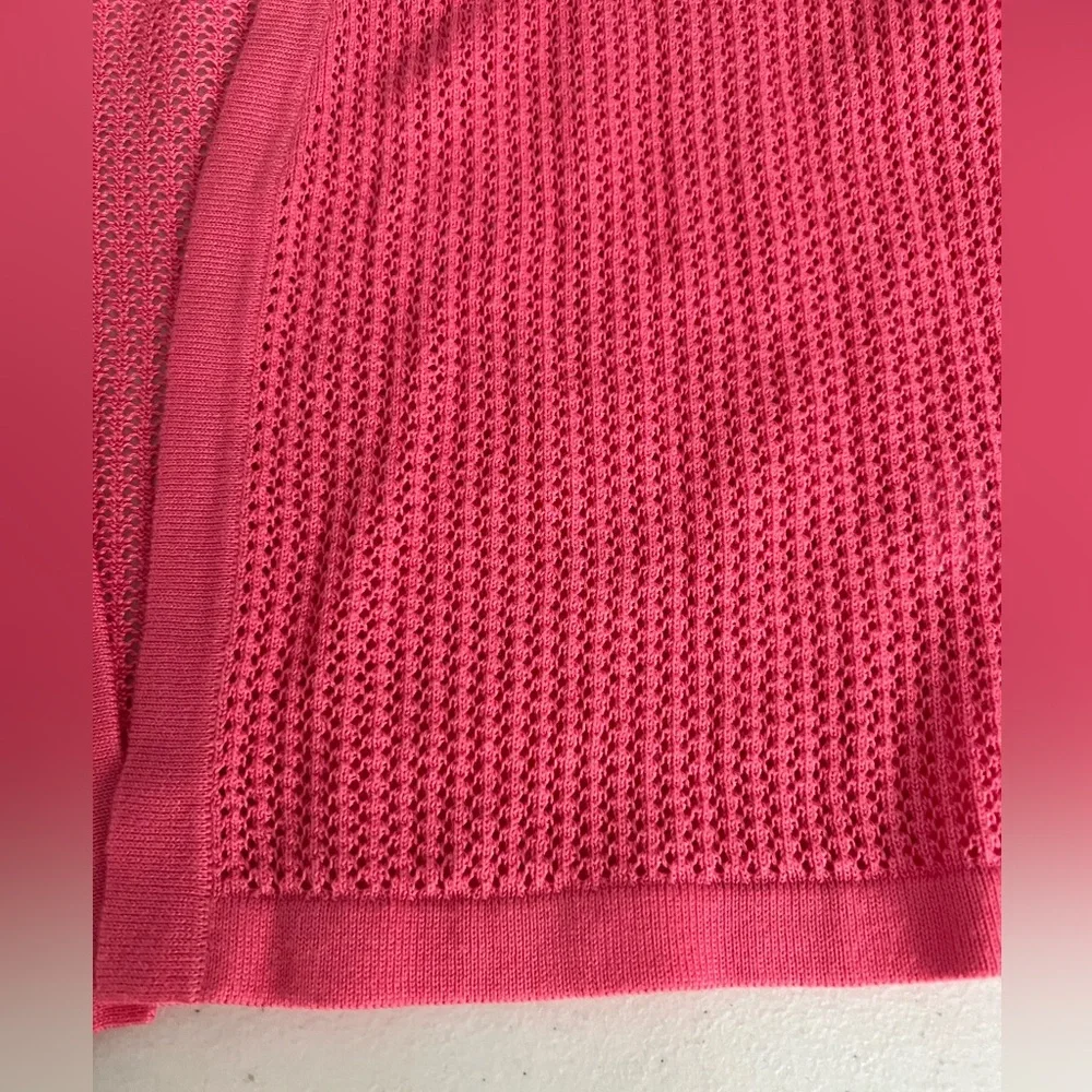 Talbots Lightweight Pink Crocheted Look 3/4 Sleeve Cardigan, NWOT, Size M - Picture 11 of 12